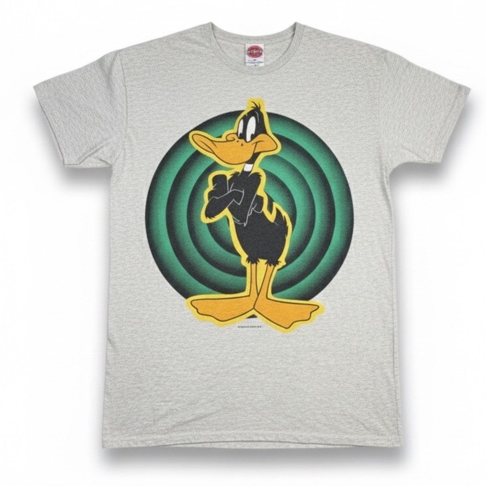 Looney Tunes Daffy Duck Gray Graphic T Shirt Mens Vtg 1993‎ 90s Tee Long Sz L